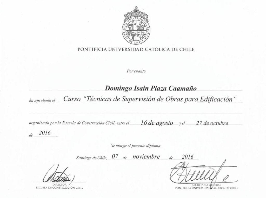 Diploma PUC Supervisión de Obras