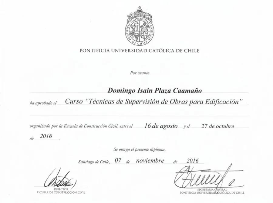Diploma PUC Supervisión de Obras